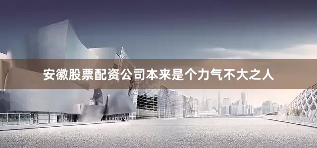 安徽股票配资公司本来是个力气不大之人
